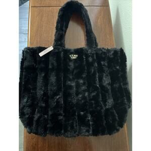 Victoria Secret Hobo Weekender Black Faux Fur Tote Bag #11140760 $58